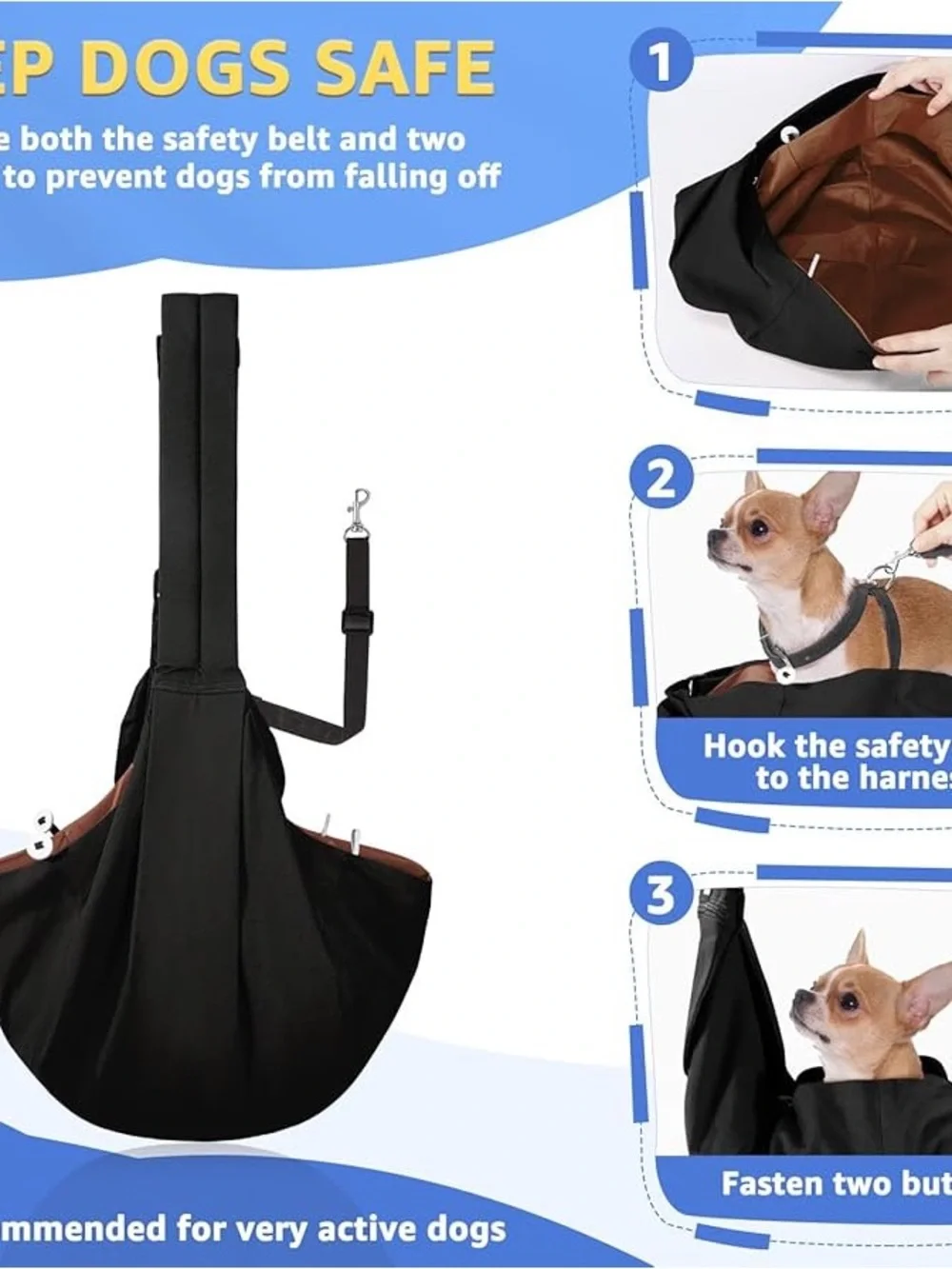 Black Pet Sling Carrier Bag for Dogs - Brand